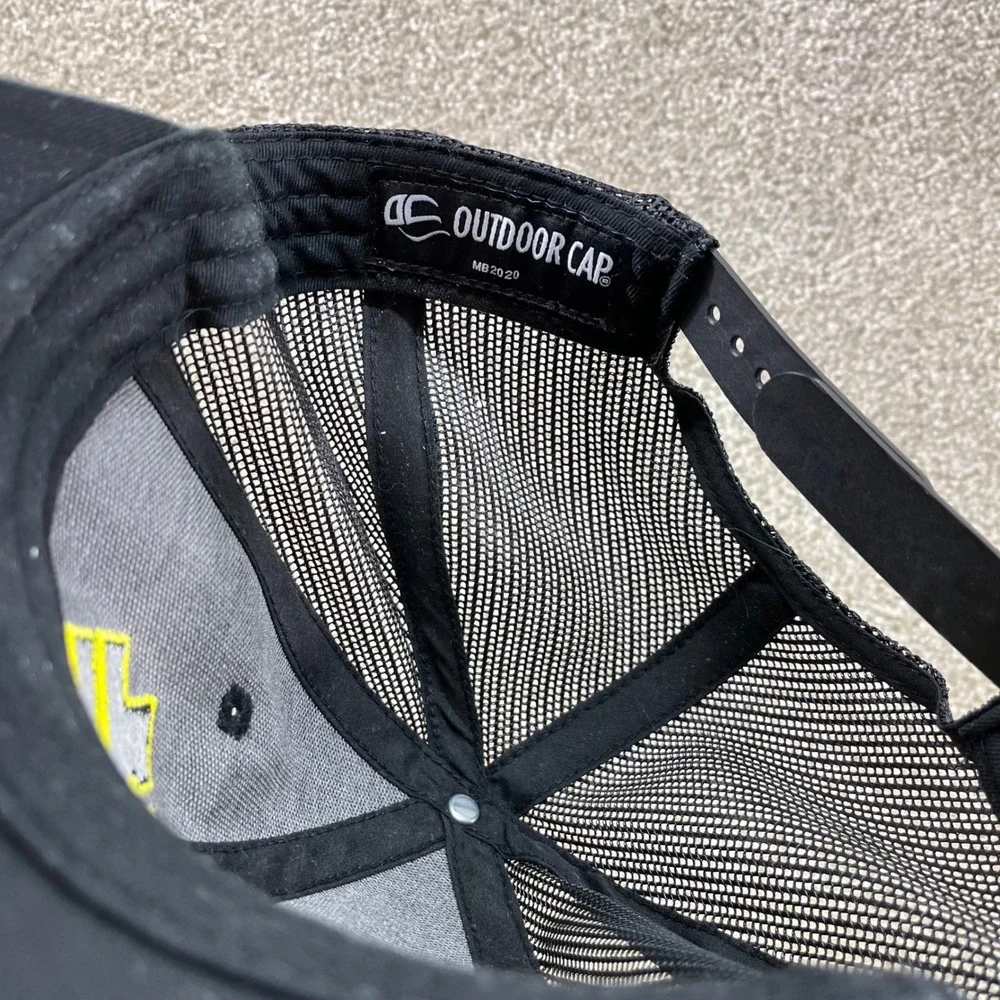 Outdoor Cap Trucker Hat Mens OSFM Black Yellow Logo‎ Snapback Mesh Baseball Cap